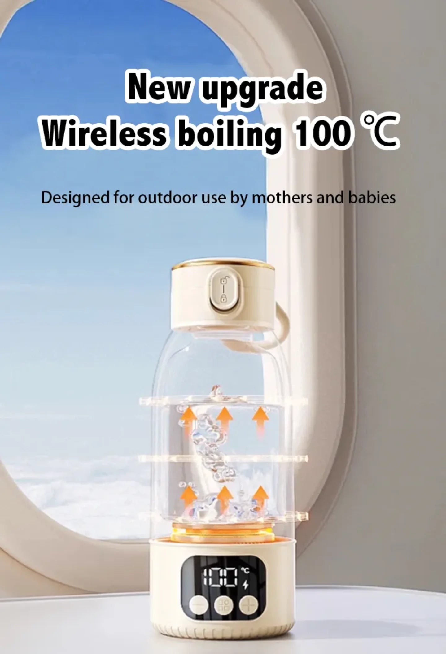 Termo Calentador de Agua Portátil e Inalámbrico (500ml) - Acero Inoxidable 316