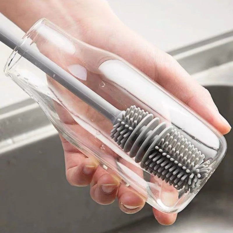 Cepillo de silicona para limpiar biberones, vasos y botellas de vidrio.