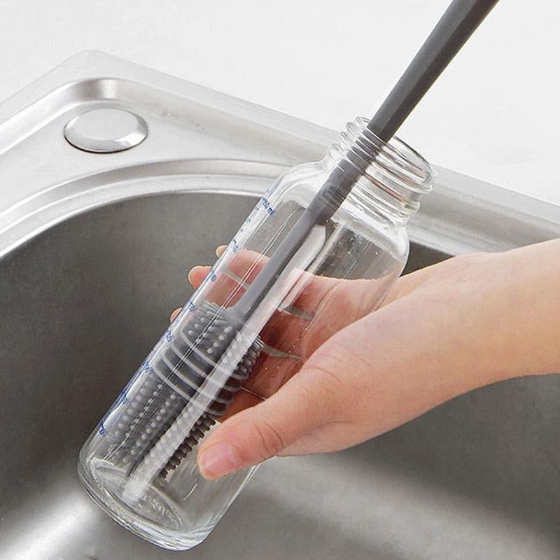 Cepillo de silicona para limpiar biberones, vasos y botellas de vidrio.