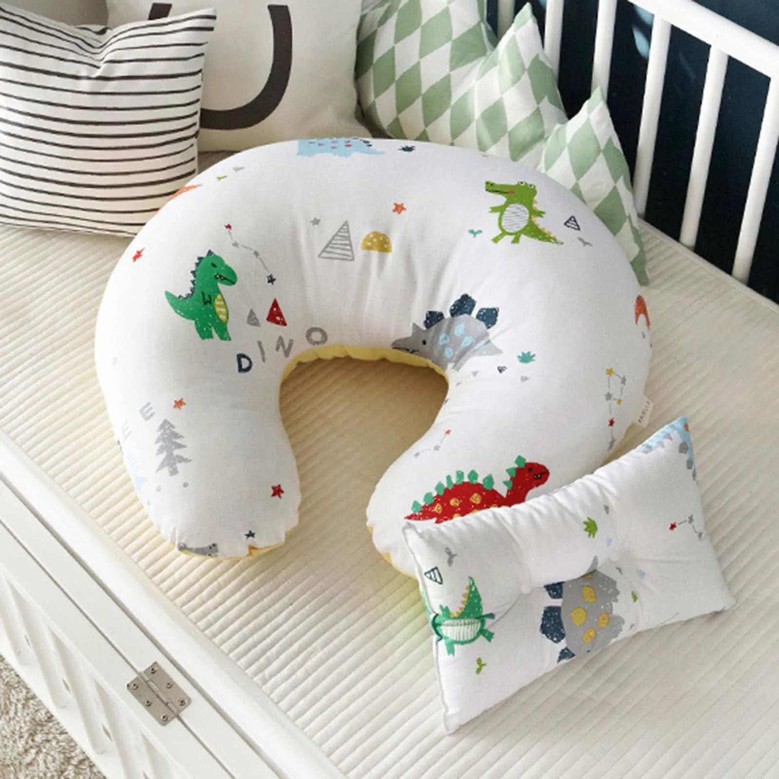 Set de Lactancia Premium: Almohada en U + Cojín para Bebé (100% Algodón)