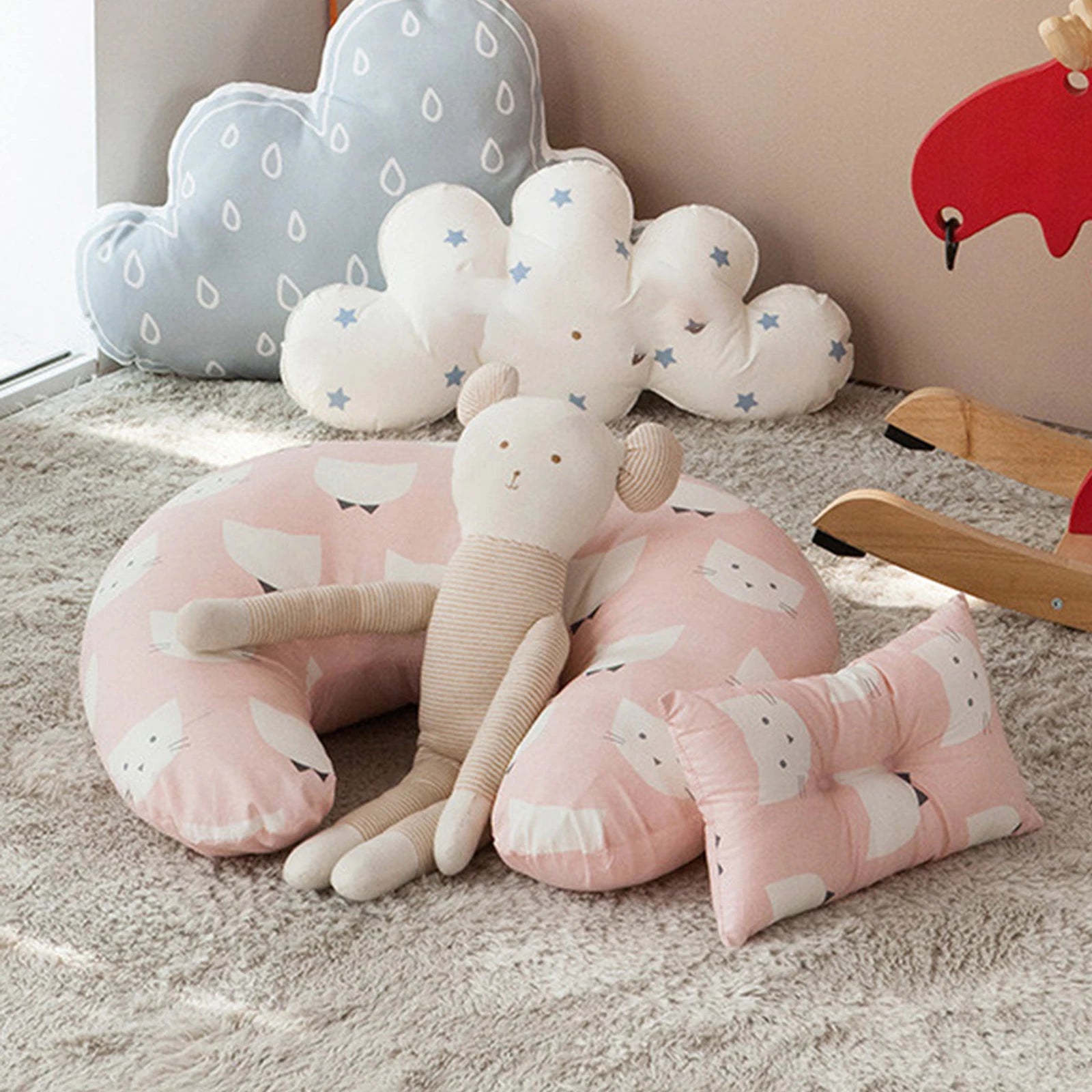 Set de Lactancia Premium: Almohada en U + Cojín para Bebé (100% Algodón)