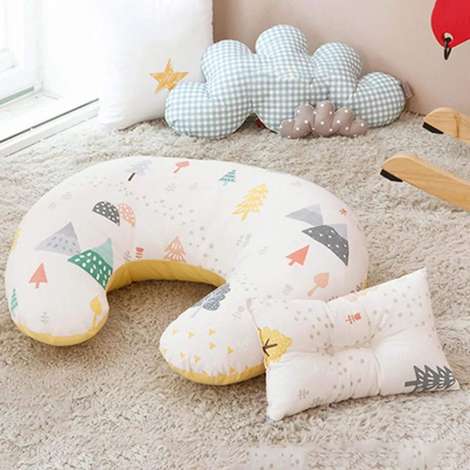 Set de Lactancia Premium: Almohada en U + Cojín para Bebé (100% Algodón)