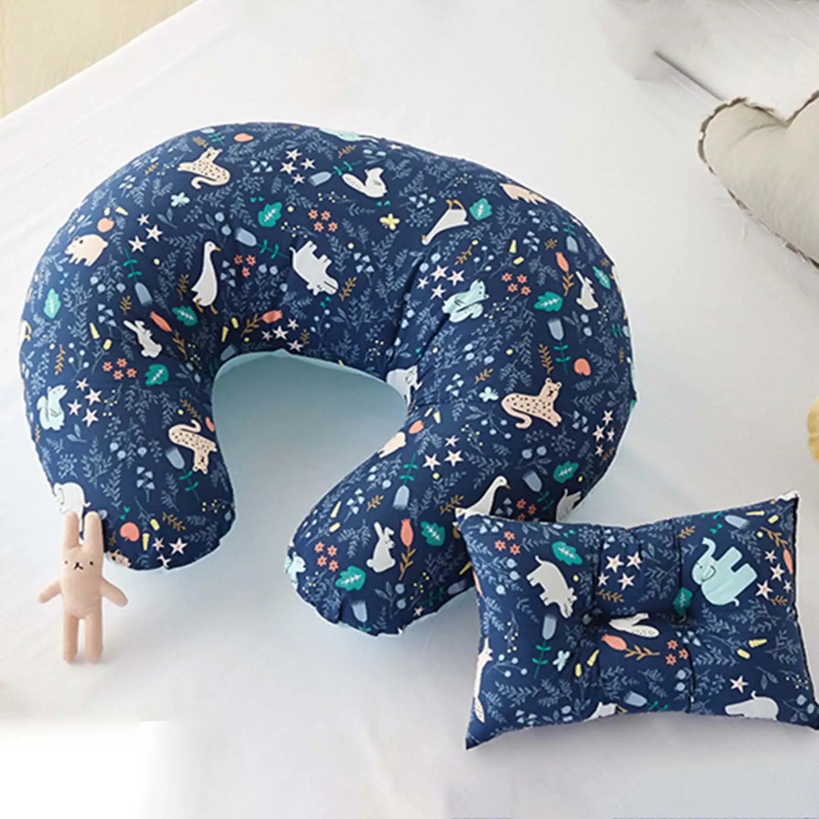 Set de Lactancia Premium: Almohada en U + Cojín para Bebé (100% Algodón)