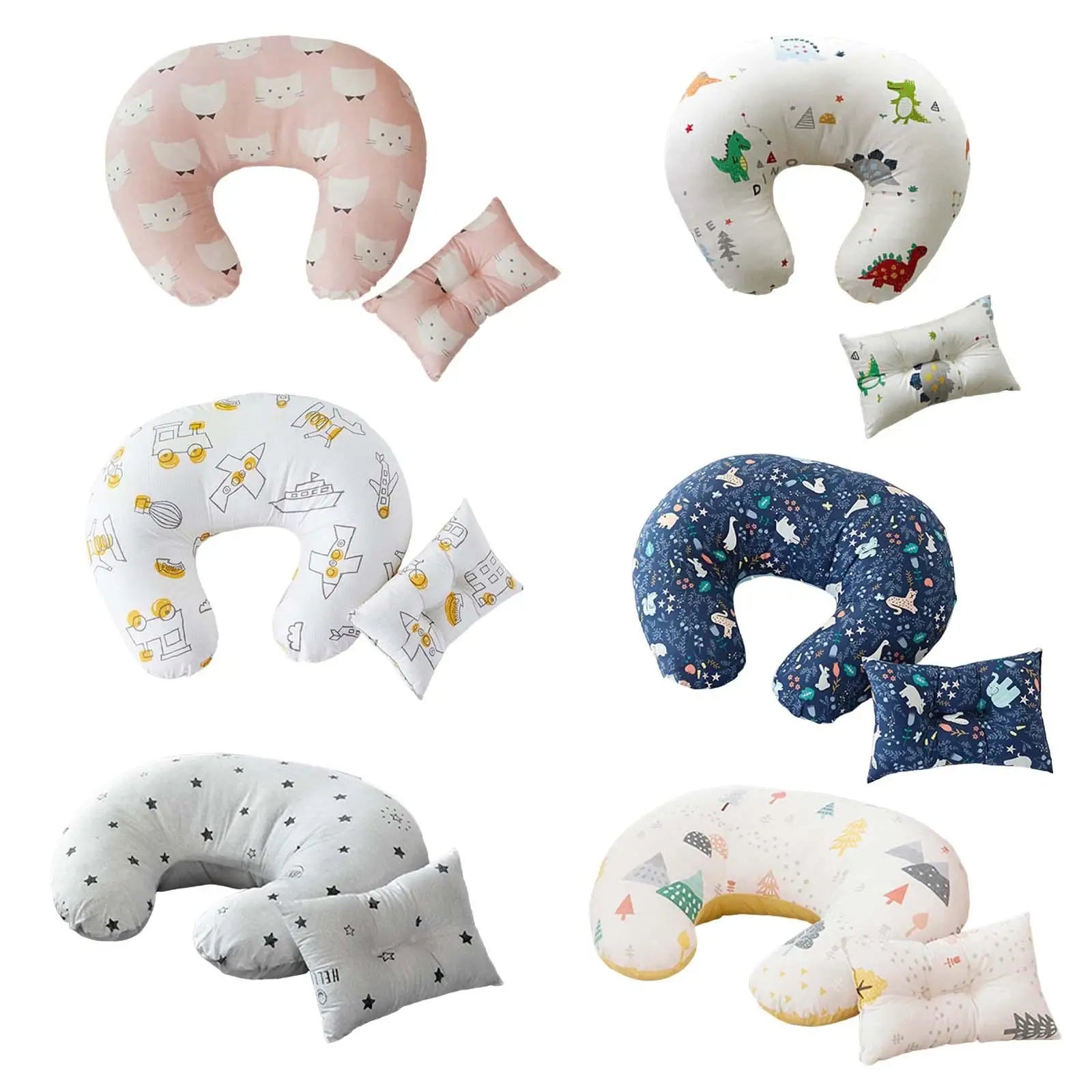 Set de Lactancia Premium: Almohada en U + Cojín para Bebé (100% Algodón)