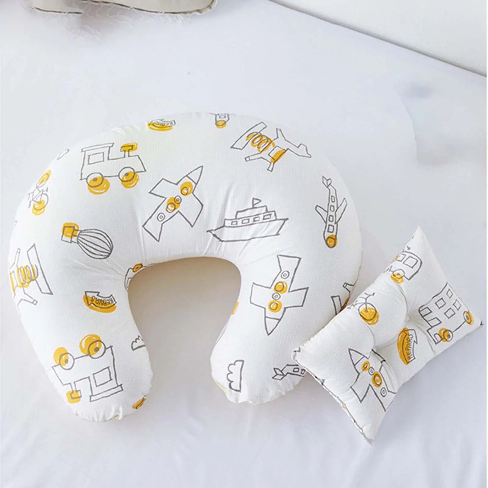 Set de Lactancia Premium: Almohada en U + Cojín para Bebé (100% Algodón)