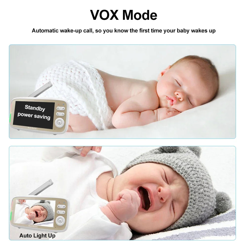 Intercomunicador para bebés de 5 pulgadas 3x Zoom