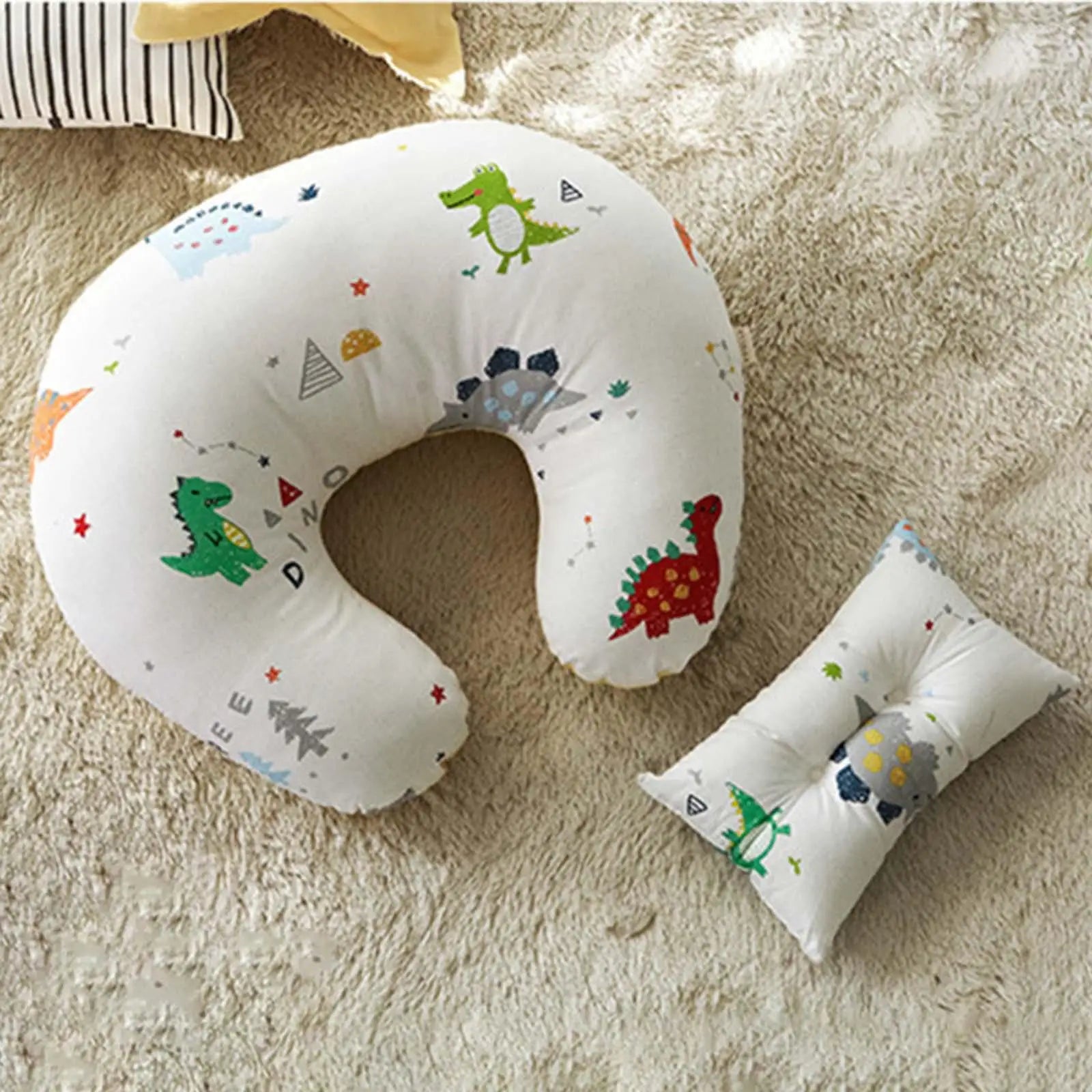 Set de Lactancia Premium: Almohada en U + Cojín para Bebé (100% Algodón)
