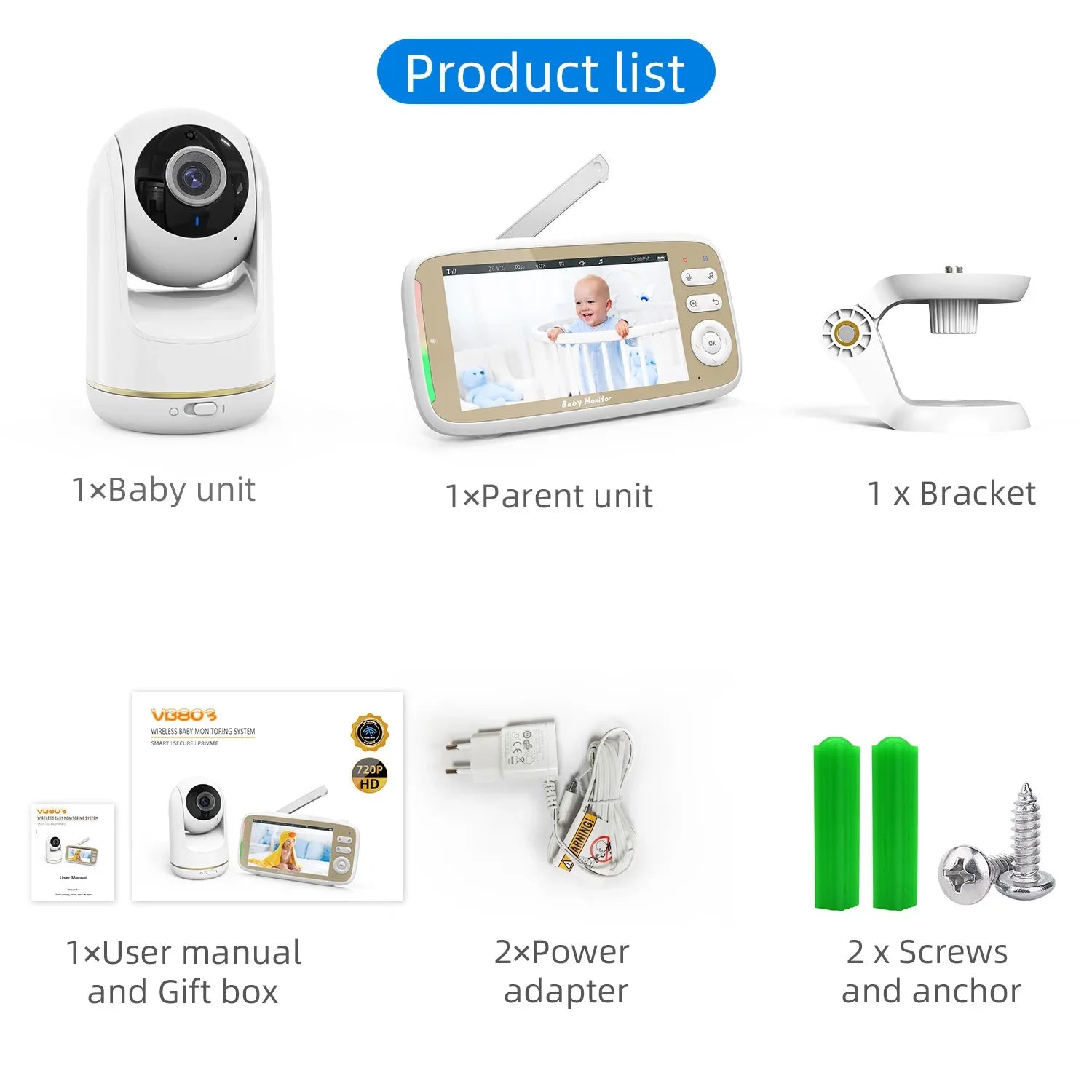 Intercomunicador para bebés de 5 pulgadas 3x Zoom